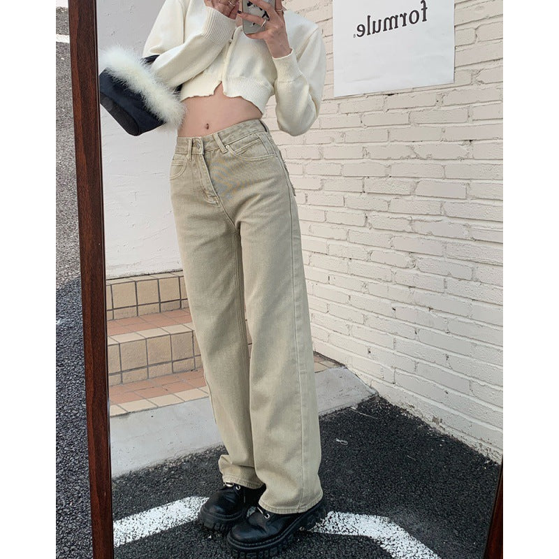Women's American Retro Pants Jeans Back Pocket Pentagram