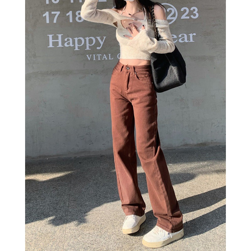 Women's American Retro Pants Jeans Back Pocket Pentagram