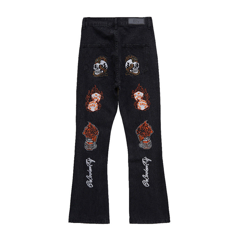 High Street Hip Hop Back Embroidered Jeans pants
