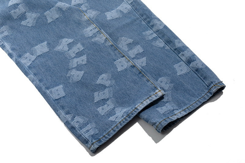 Men's High Street Trend Loose Straight-Leg Jeans pants