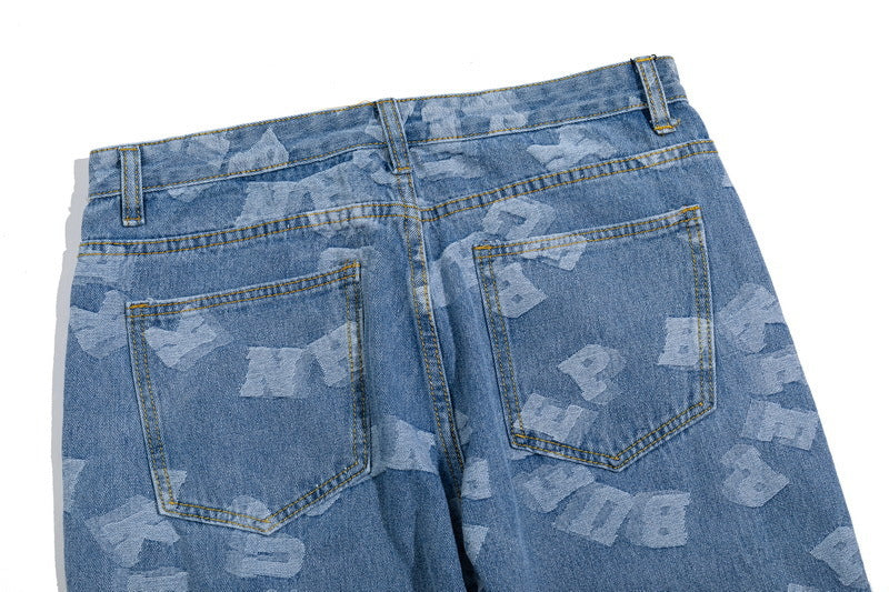 Men's High Street Trend Loose Straight-Leg Jeans pants