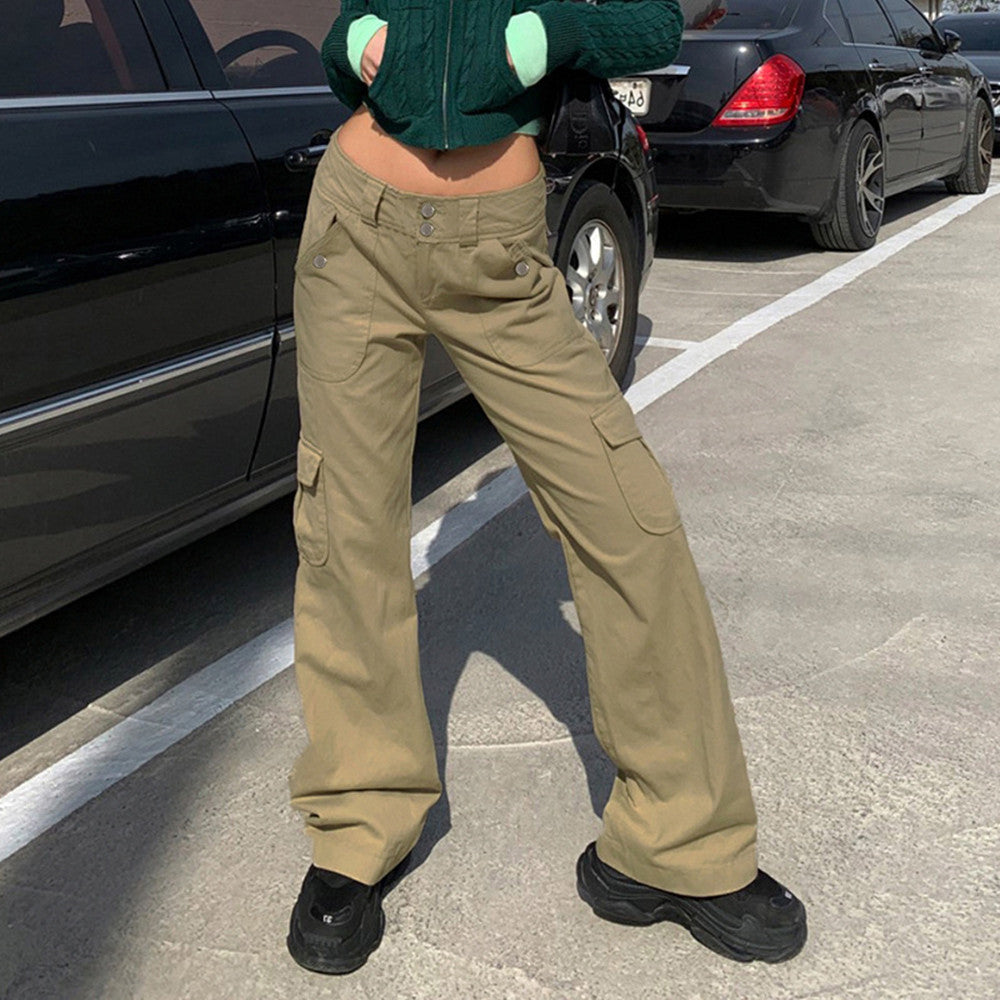 Women's Fashion Pants Street Solid Color Pockets