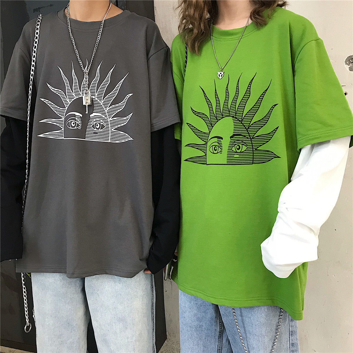 Fashionable Street Style Retro Sun Print T-shirt