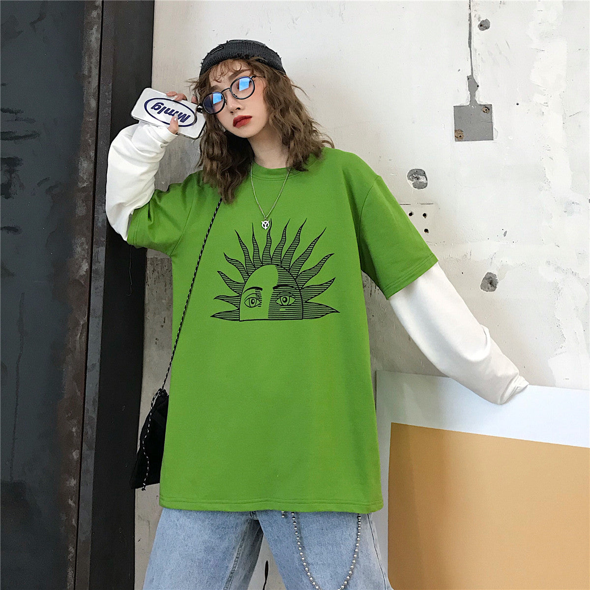 Fashionable Street Style Retro Sun Print T-shirt