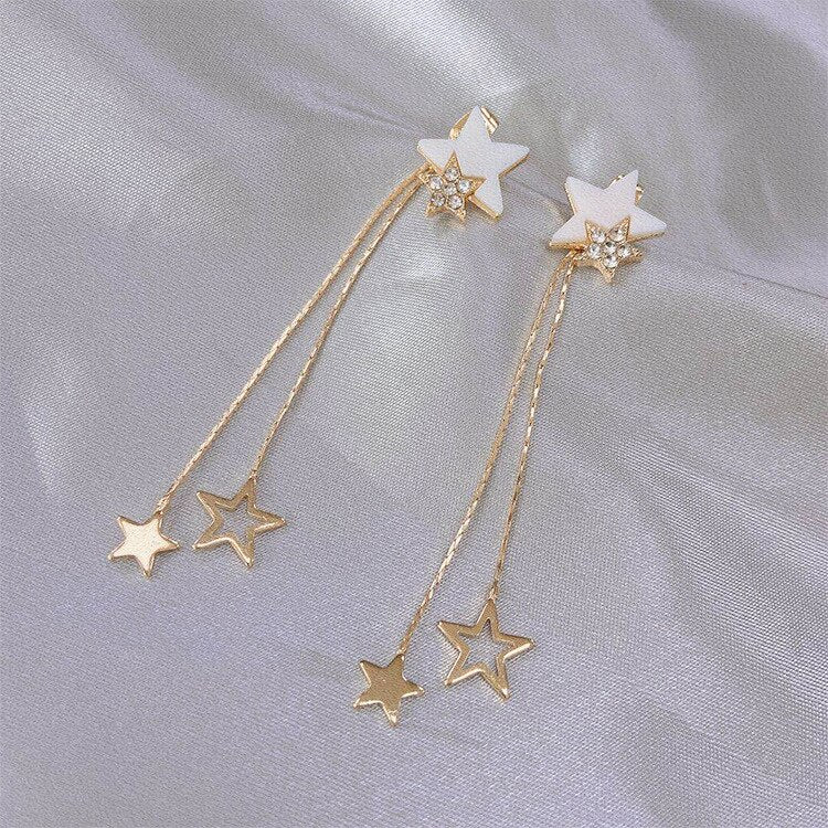 Silver Needle Star Tassel Earrings Long Earrings Fashion Personality Earrings