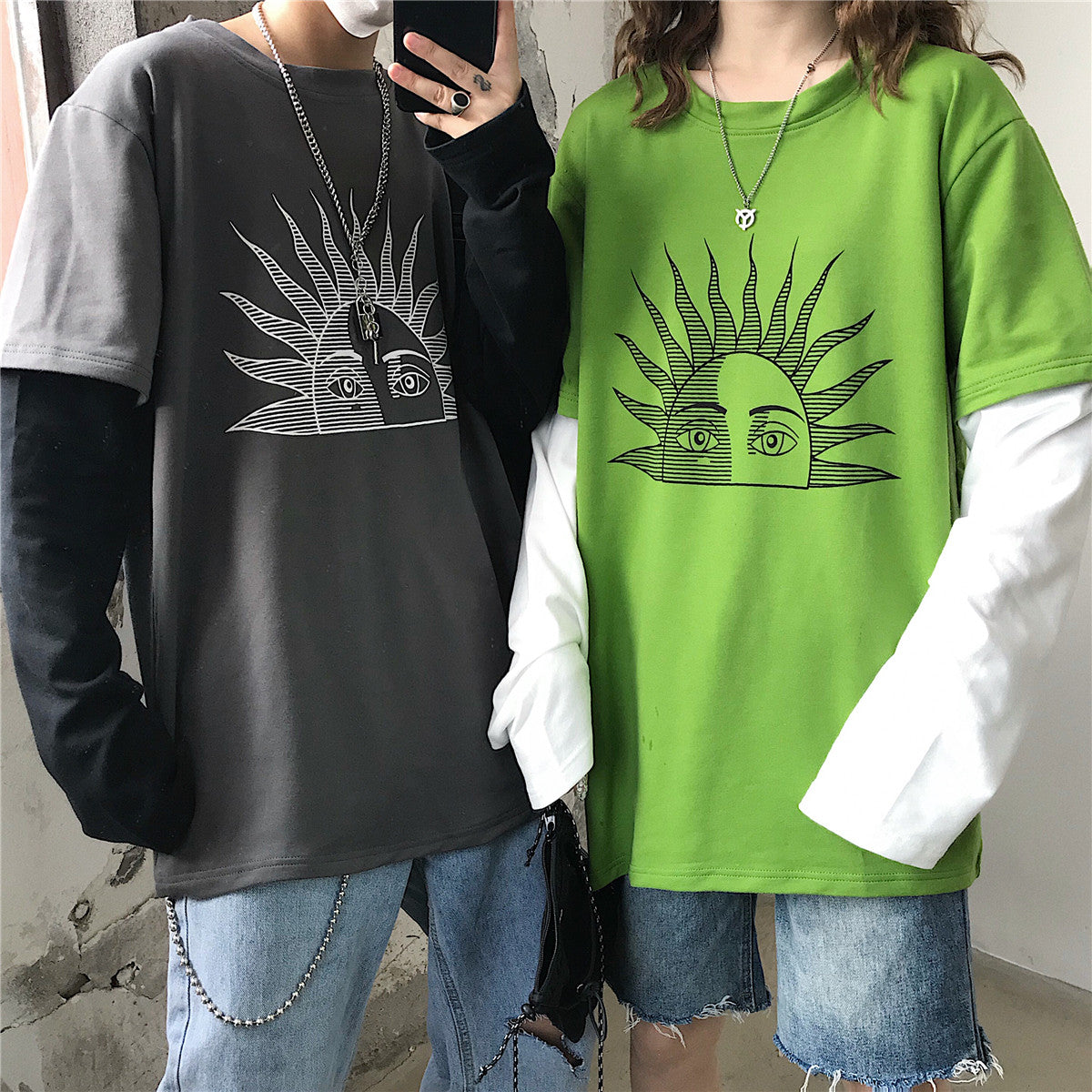 Fashionable Street Style Retro Sun Print T-shirt