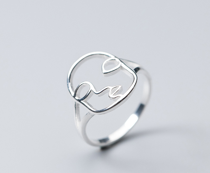 S925 silver ring female Korean fashion personality face ring ring