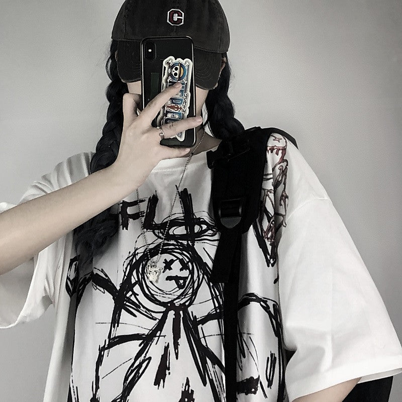 Women's Retro Graffiti Personality Printed Bottoming T-shirt