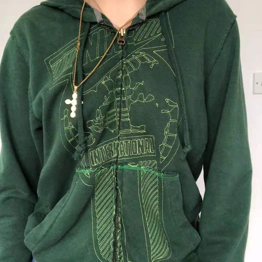 Head Print Cardigan Street Hoodie