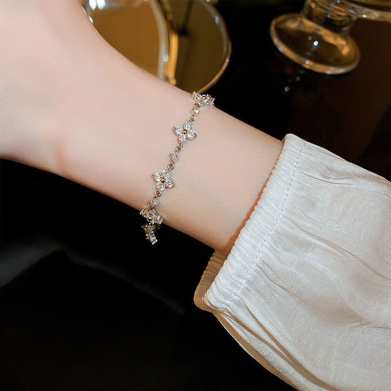 Zircon Flower Bracelet Niche Personality Design Temperament Bracelet