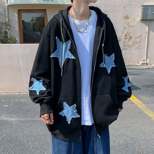Vintage High Street Patch Five-star hoodie