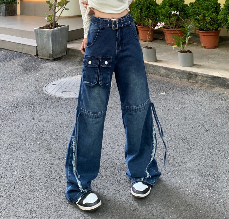 Vintage High Waist Loose Wide Leg  Pants Jeans