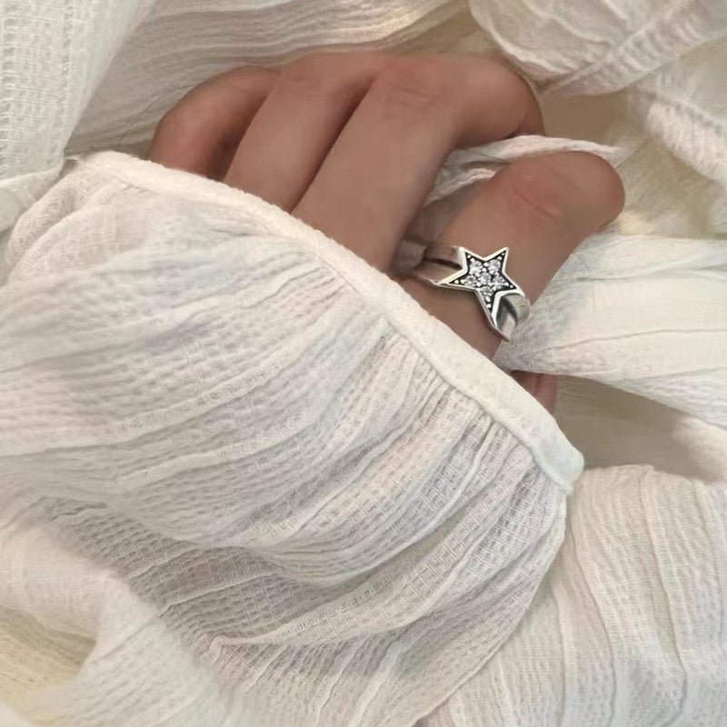 Female Minority Design Y2k Five Pointed Star Vintage Ring