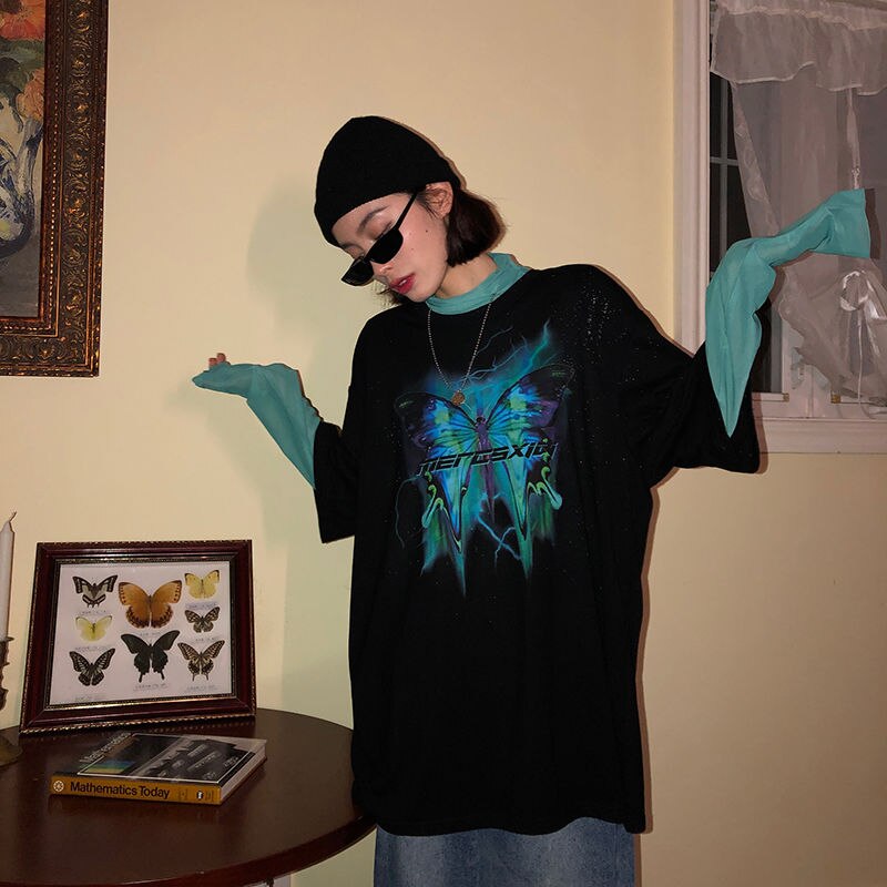 Style Harajuku Butterfly print T Shirt
