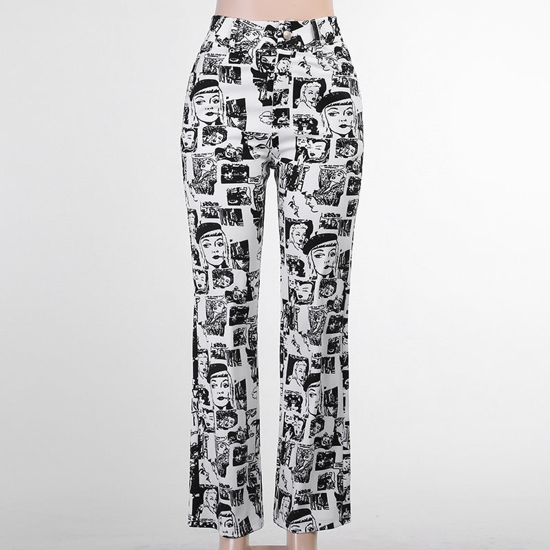 New Street Hipster Comic Print Pants
