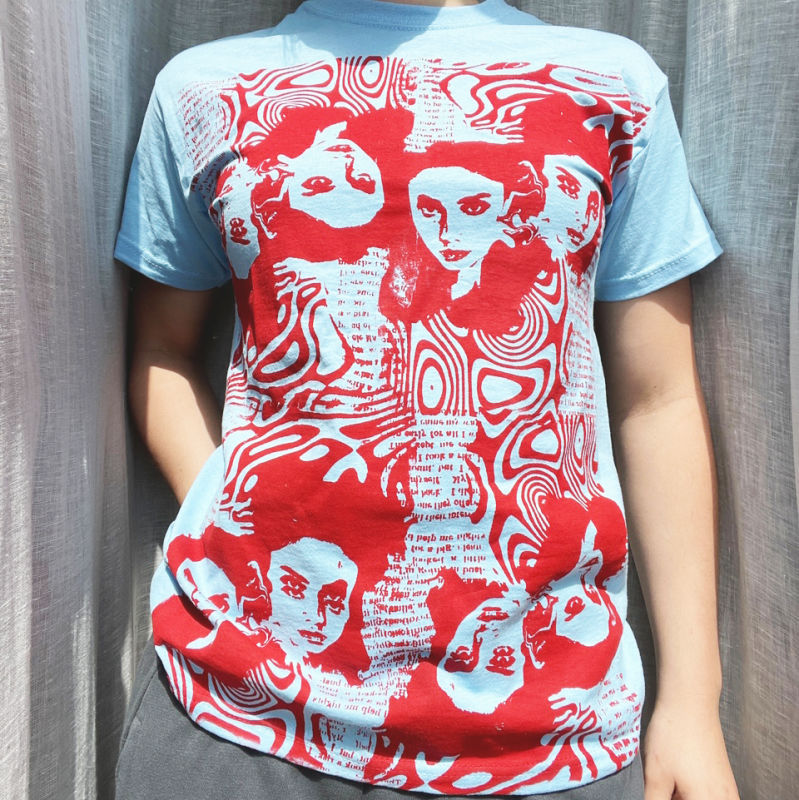 Fashion Ladies T-shirt Print Color Multicolor Head T-shirt