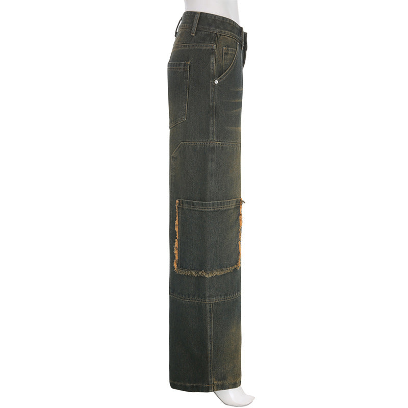 Casual Large Pocket Loose Work Jeans pants