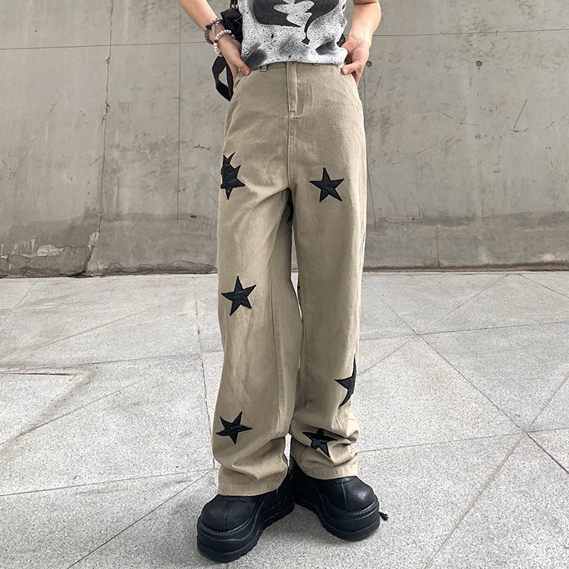 Pentagram Personality Casual Street Fashion Loose Jeans pants