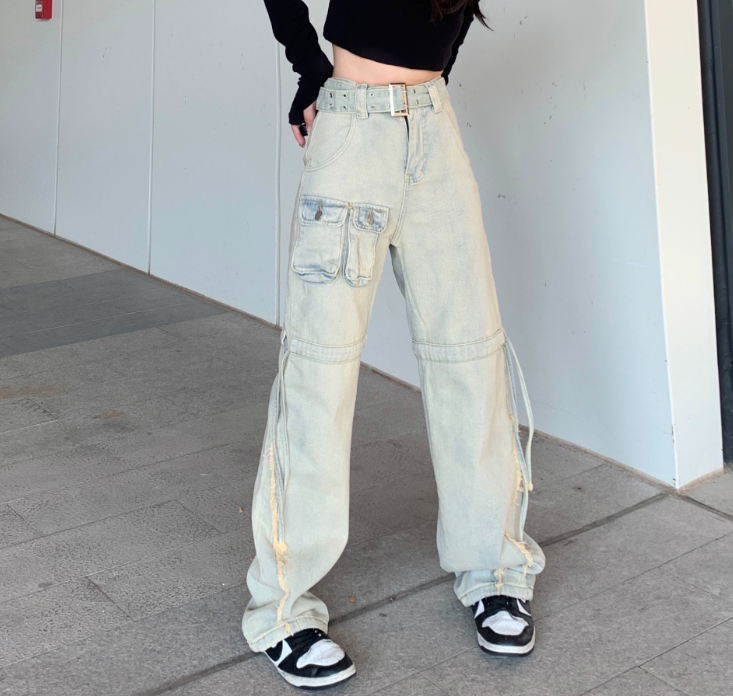 Vintage High Waist Loose Wide Leg  Pants Jeans