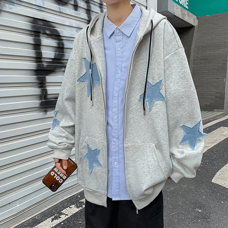 Vintage High Street Patch Five-star hoodie