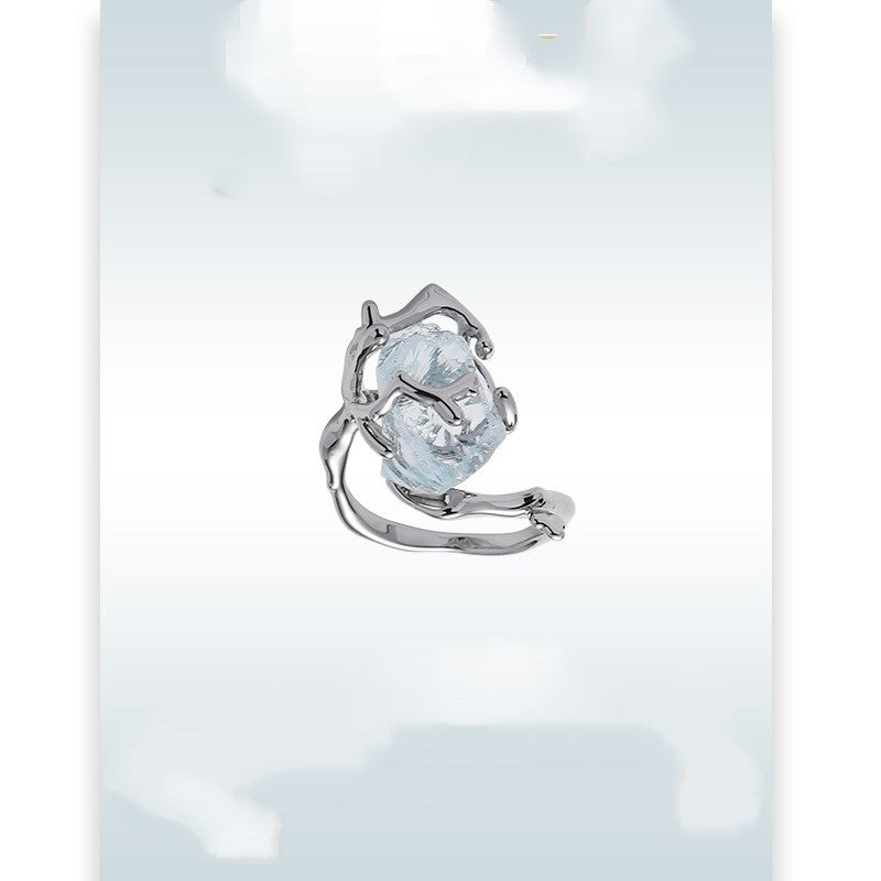 Ice Transparent Blue Natural Stone Ring