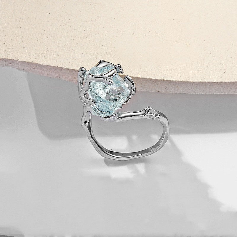 Ice Transparent Blue Natural Stone Ring