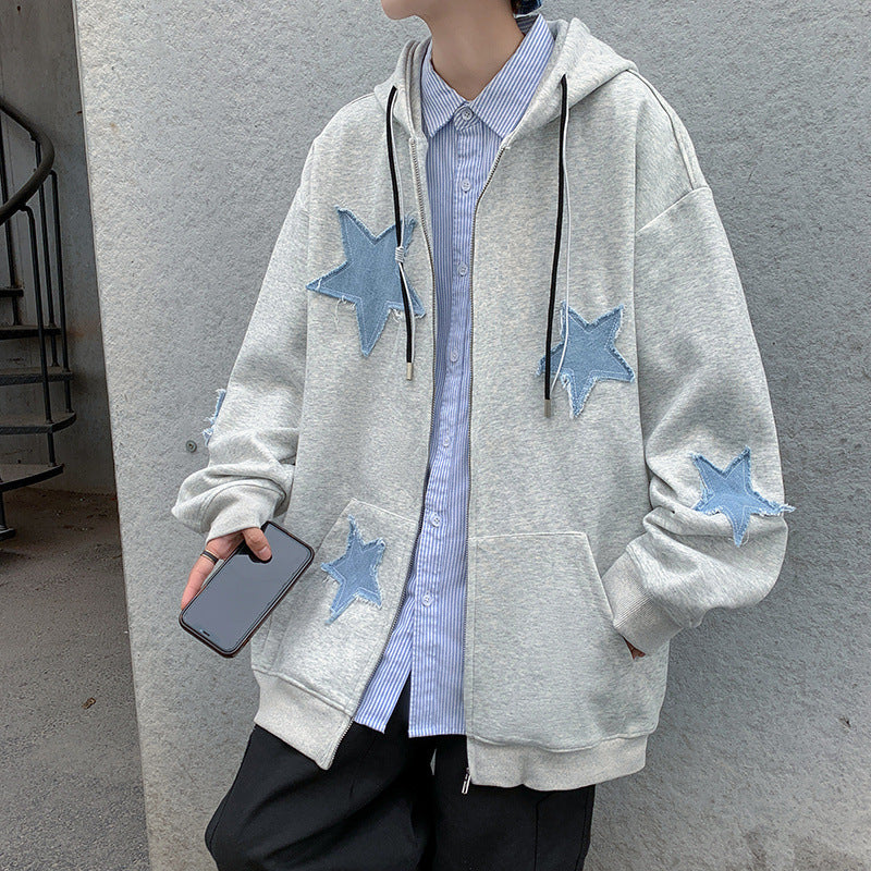 Vintage High Street Patch Five-star hoodie