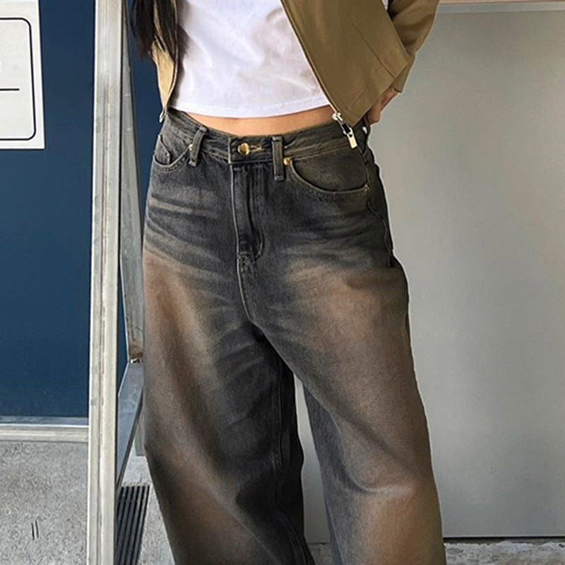 Women's Fashionable Retro Pants  Straight Jeans