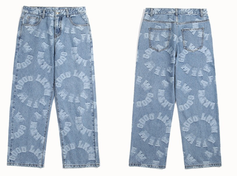 Men's High Street Trend Loose Straight-Leg Jeans pants