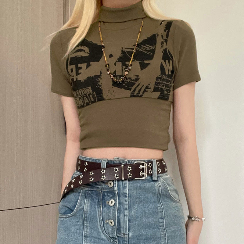 Women's High-neck Vest Printed Top