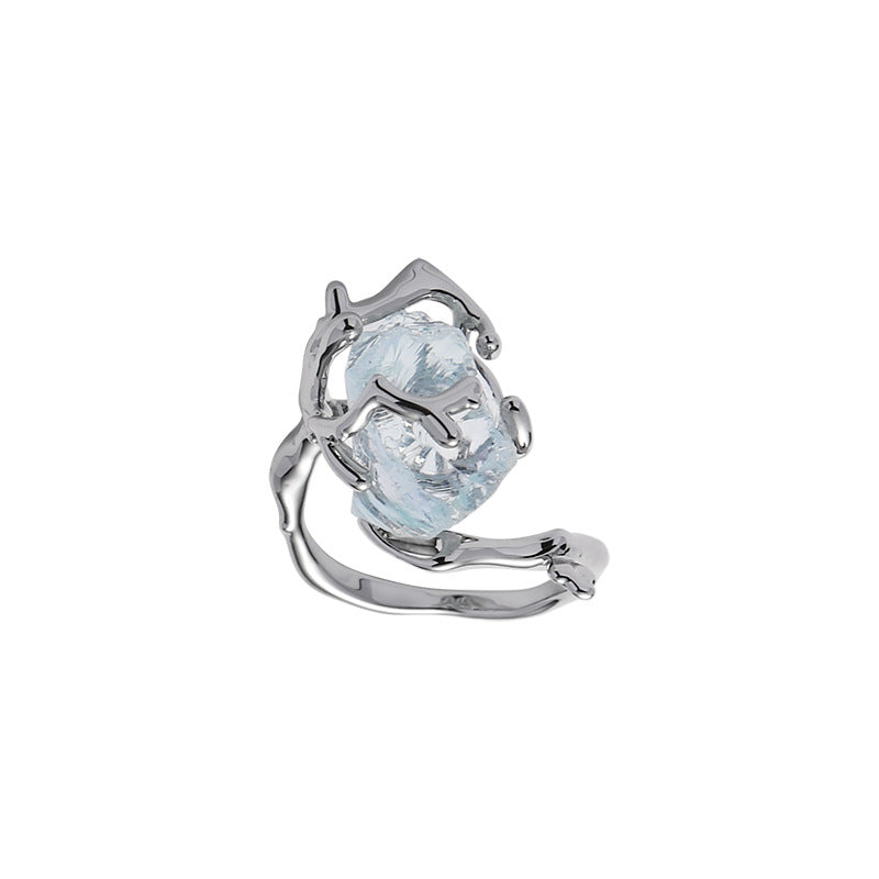 Ice Transparent Blue Natural Stone Ring