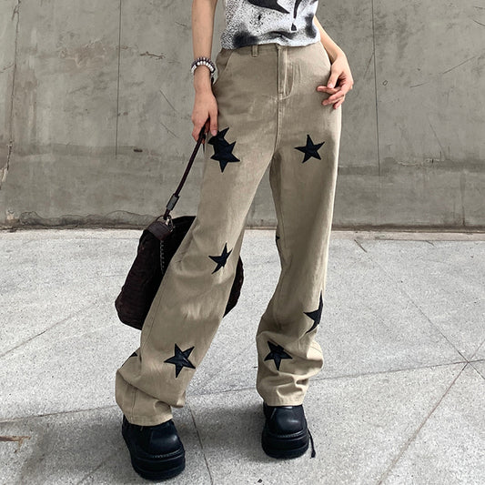 Pentagram Personality Casual Street Fashion Loose Jeans pants