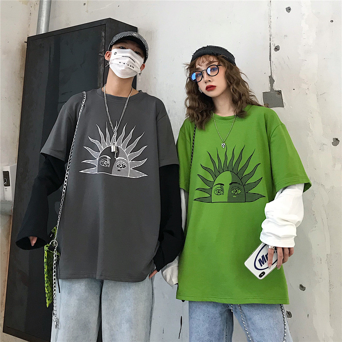 Fashionable Street Style Retro Sun Print T-shirt