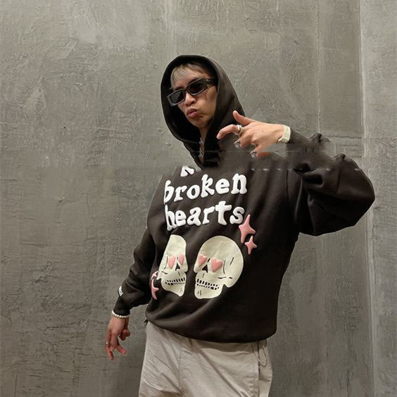 English Trend Foam Printing Hoodie