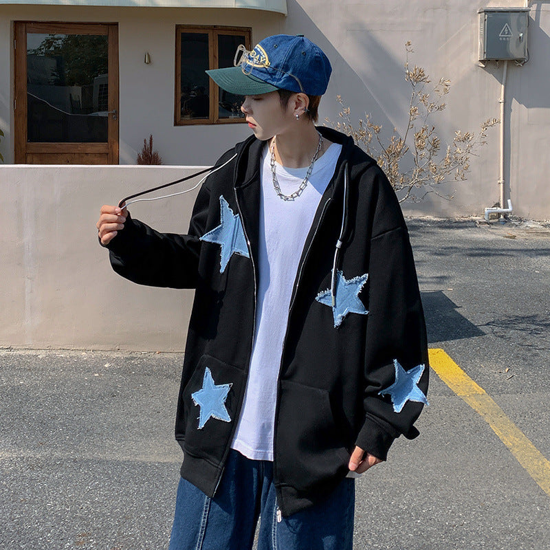 Vintage High Street Patch Five-star hoodie