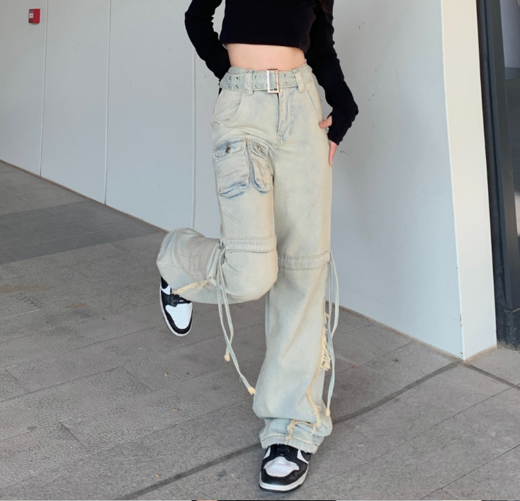 Vintage High Waist Loose Wide Leg  Pants Jeans