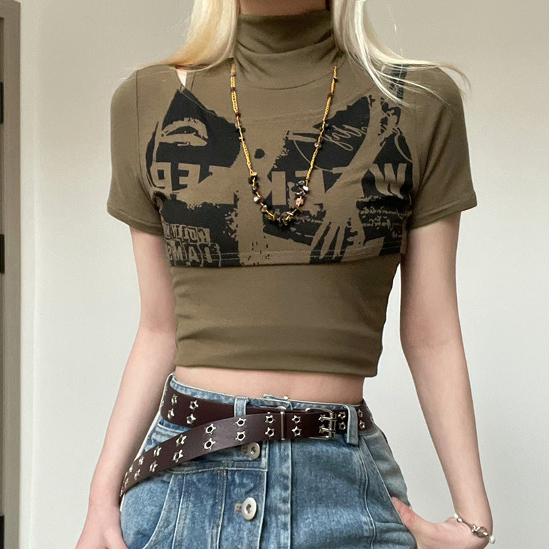 Women's High-neck Vest Printed Top