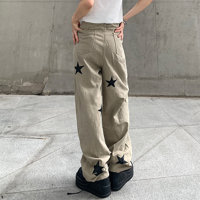 Pentagram Personality Casual Street Fashion Loose Jeans pants