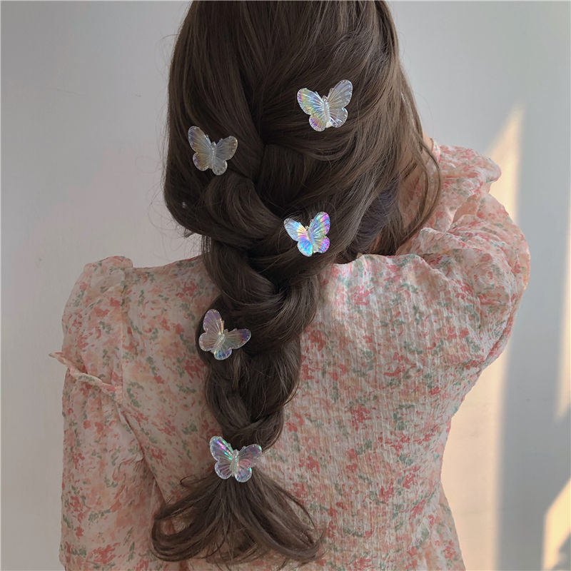 Super Fairy Mermaid Color Butterfly Barrettes Transparent Plated AB Pretty Girl Bang Clip Fantasy Laser Butterfly Hair Clip