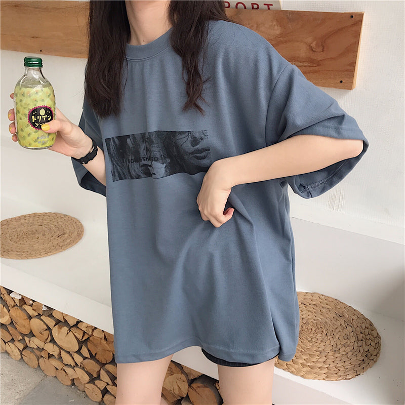 Hong Kong Style Super Fire Cec Short-sleeved T-shirt Female Korean Style Tide Ins Hong Kong Style Lazy Style Loose