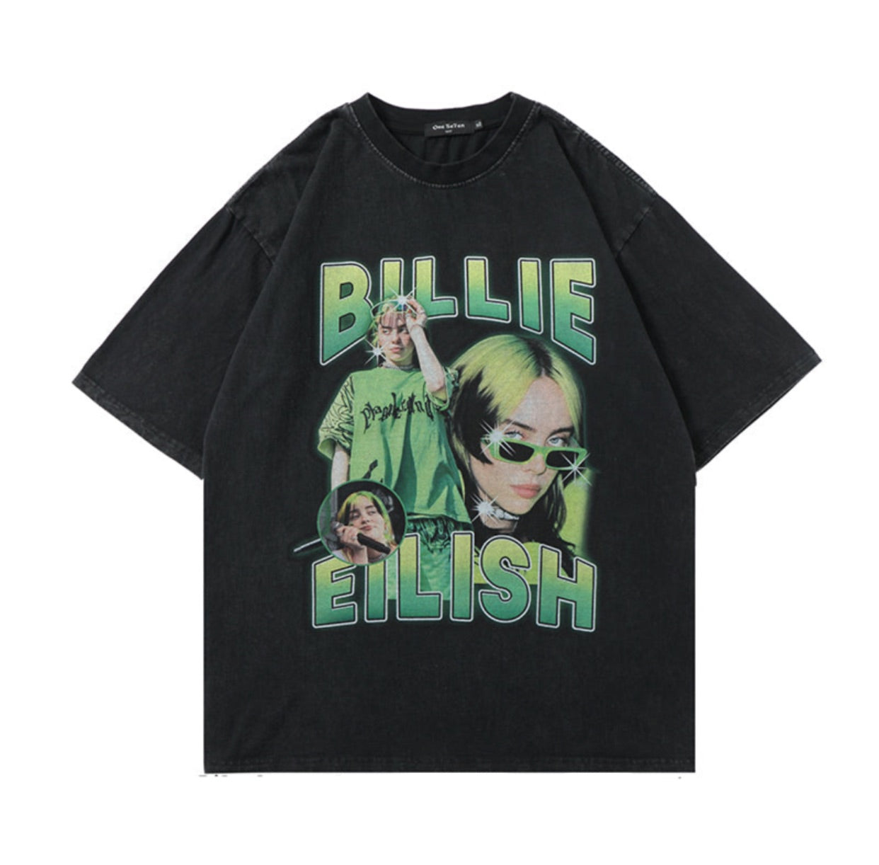 Hip Hop Streetwear Washed T Shirt Lightning Skull Girl